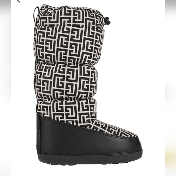NWT$795 Balmain Monogram Logo Nylon Drawstring Ski Winter Boots Sz 5-7 - Picture 5 of 15